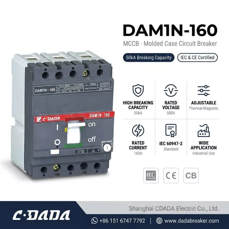 CDADA ഉയർന്ന ശേഷിയുള്ള DAM1N-160 160A MCCB സർക്യൂട്ട് ബ്രേക്കർ പുറത്തിറക്കുന്നു